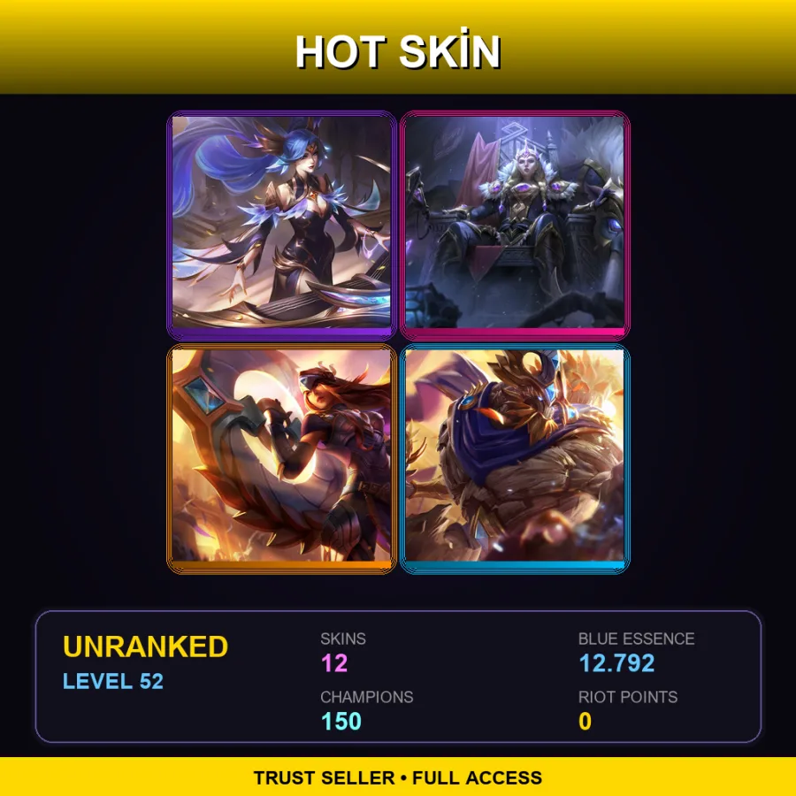 VN | Lv52 | Unranked | 12 Skin | 150 Champ
