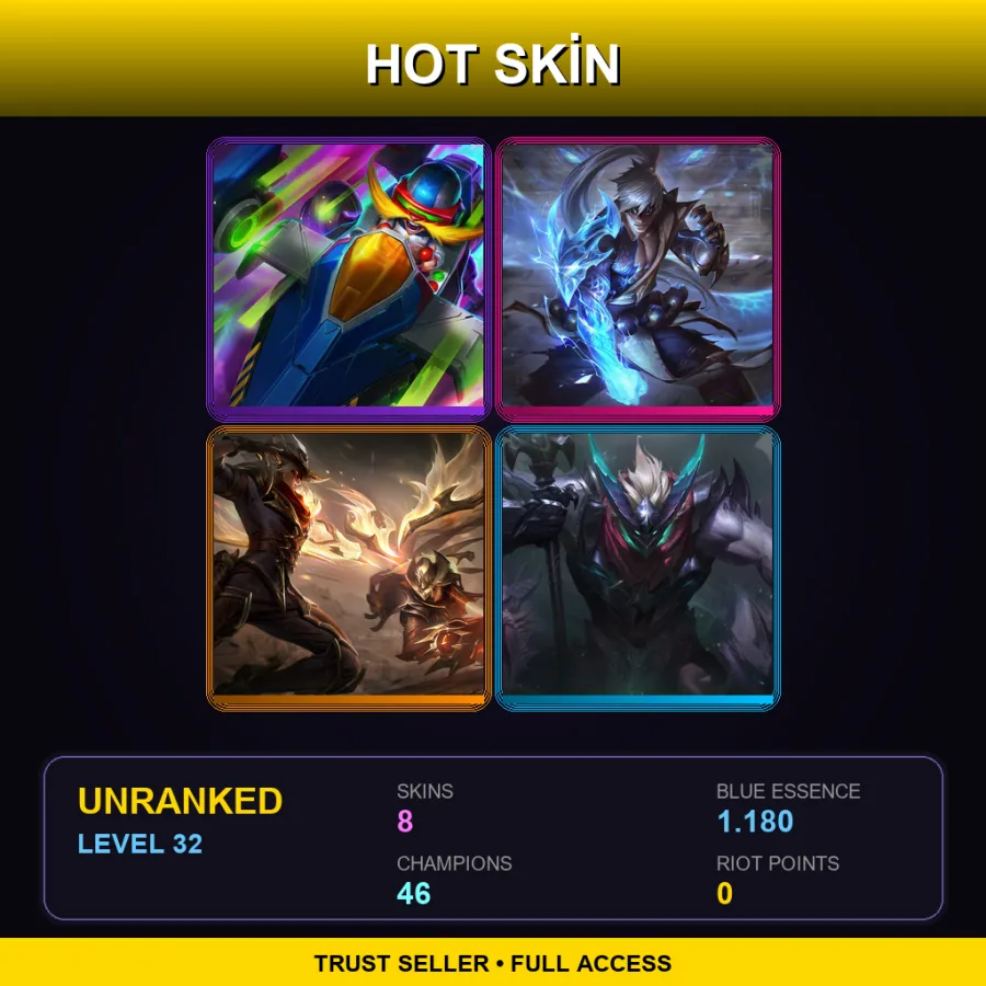 EUNE | Lv32 | Unranked | 8 Skin | 46 Champ — LoL account