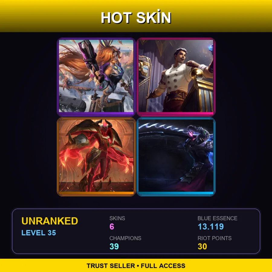 EUW | Lv35 | Unranked | 6 Skin | 39 Champ