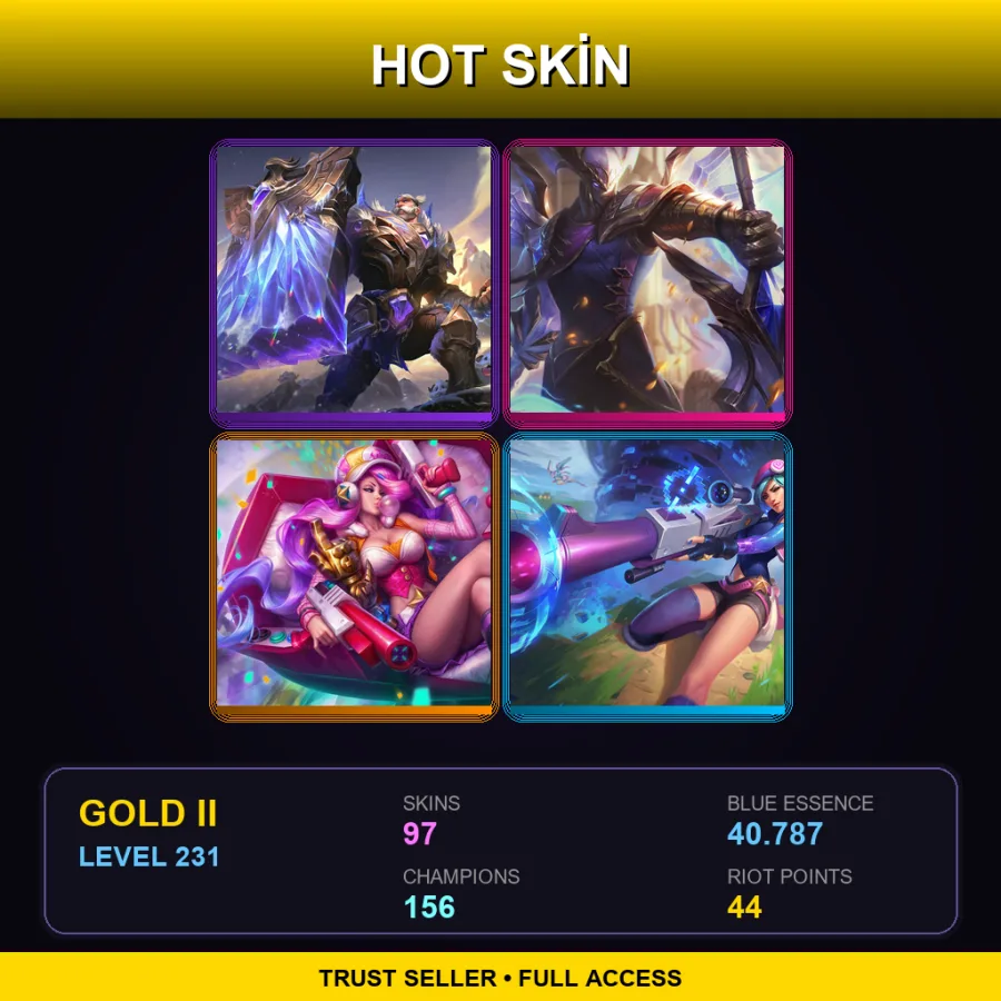 LAS | Victorious Braum | Victorious Aatrox | Arcade Miss Fortune | Arcade Caitlyn | 97 Skin | 156 Champ | Gold II | Lv231