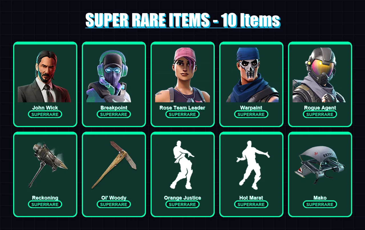 [PC/PSN] | John Wick | Breakpoint | Rose Team Leader | Warpaint | Rogue Agent | 91 skin | 86 pickaxe | 102 emote | 89 glider | Lv1165