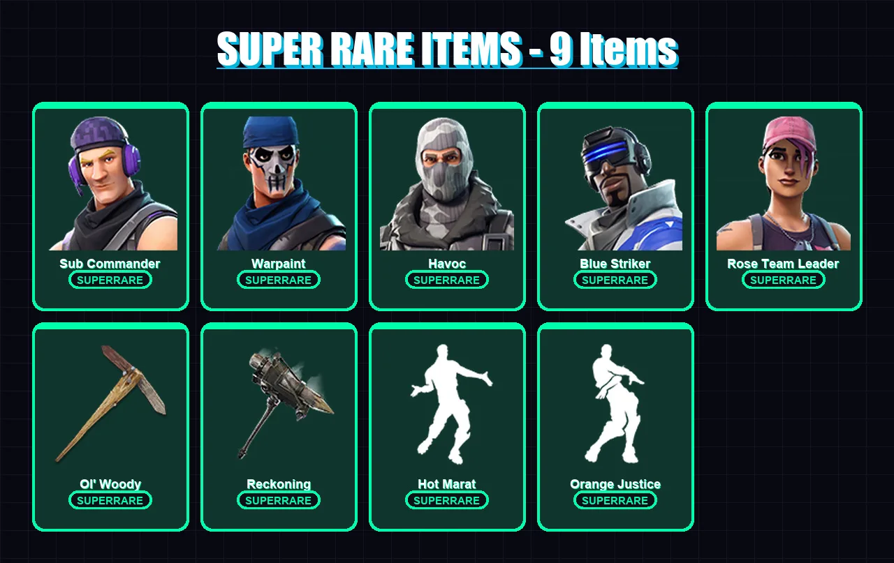 [PS4/PS5/XBOX/PC] | Sub Commander | Warpaint | Havoc | Blue Striker | Rose Team Leader | 56 skin | 58 pickaxe | 60 emote | 53 glider | Lv679