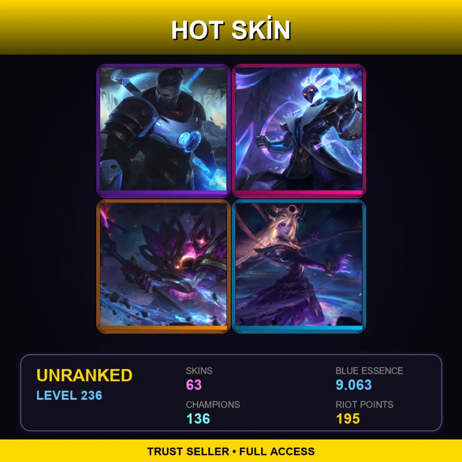 EUW | Lv236 | Unranked | 63 Skin | 136 Champ