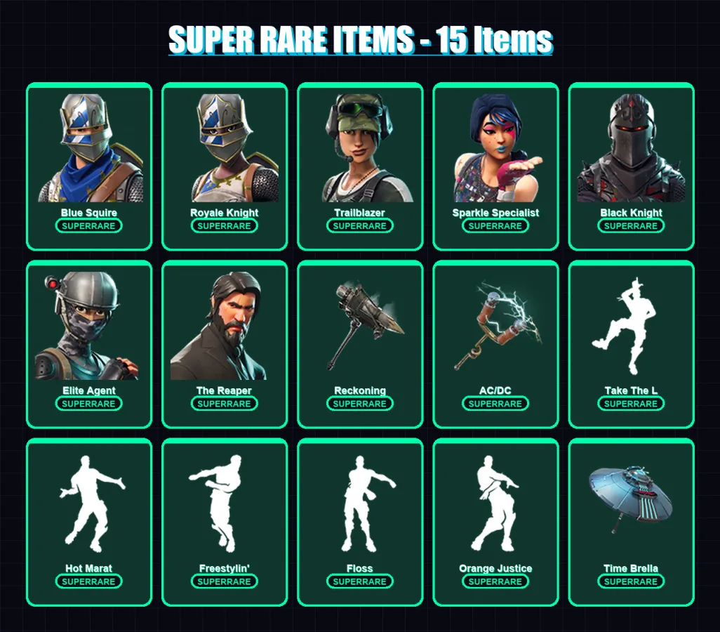 [PC/PSN] | Blue Squire | Royale Knight | Trailblazer | Sparkle Specialist | Black Knight | 105 skin | 92 pickaxe | 84 emote | 89 glider | Lv1148