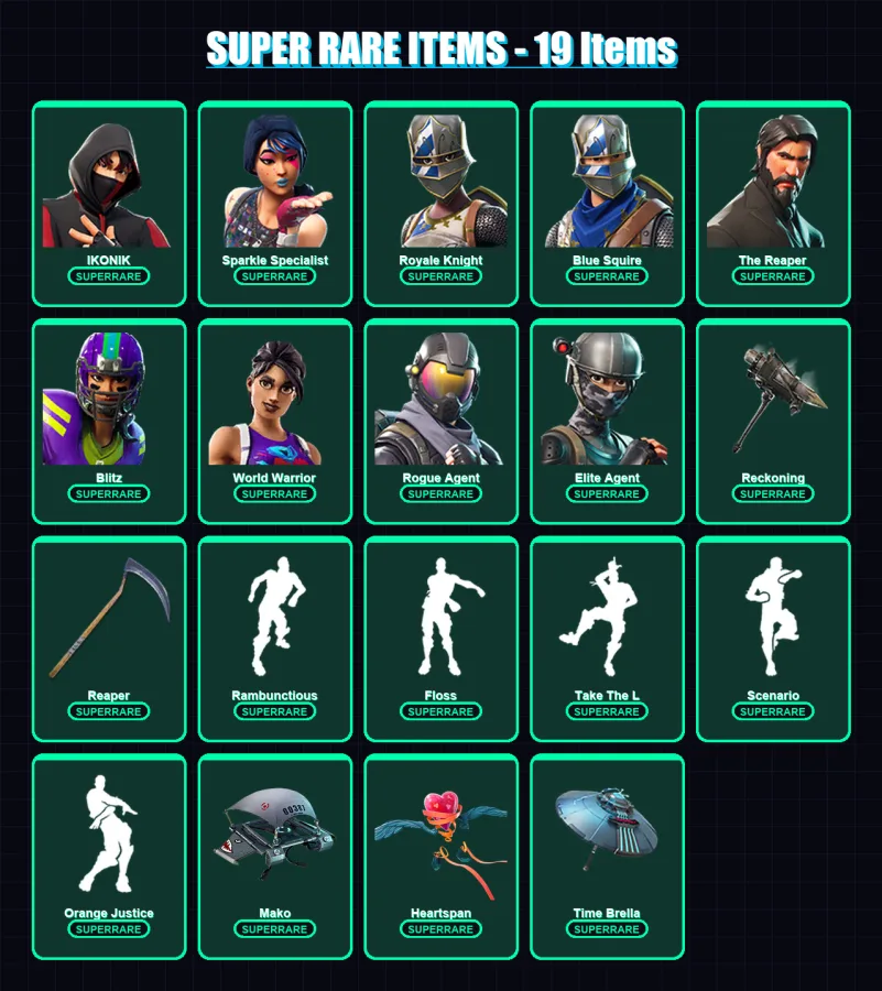 [PC/XBOX] | IKONIK | Sparkle Specialist | Royale Knight | Blue Squire | The Reaper | 134 skin | 148 pickaxe | 156 emote | 117 glider | Lv2046