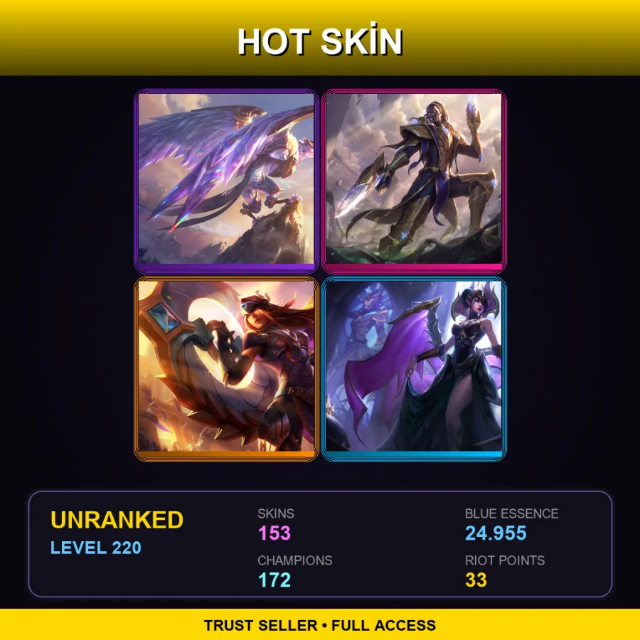 VN | Lv220 | Unranked | 153 Skin | 172 Champ