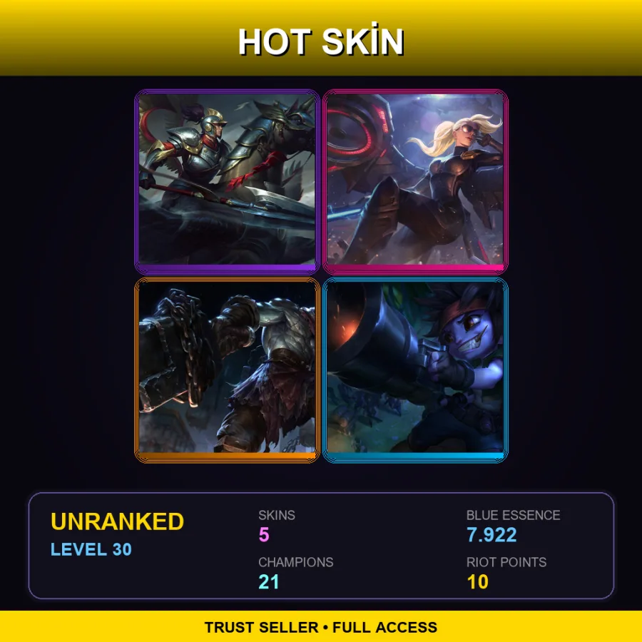 LAN | Lv30 | Unranked | 5 Skin | 21 Champ