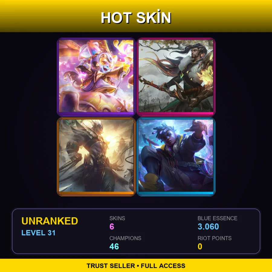 TW | Lv31 | Unranked | 6 Skin | 46 Champ — LoL account
