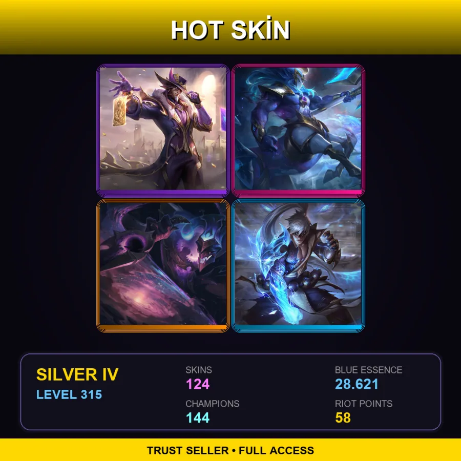 EUNE | Lv315 | Silver IV | 124 Skin | 144 Champ