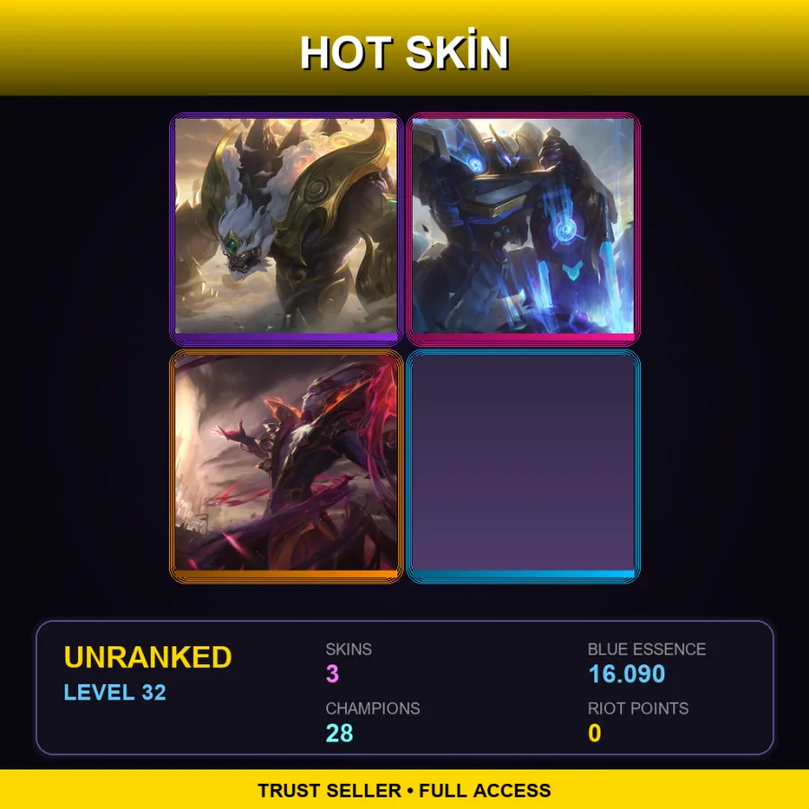 EUW | Lv32 | Unranked | 3 Skin | 28 Champ