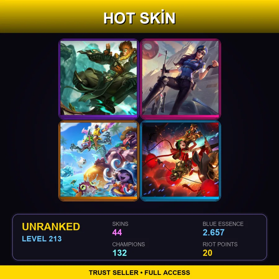 LAS | Lv213 | Unranked | 44 Skin | 132 Champ