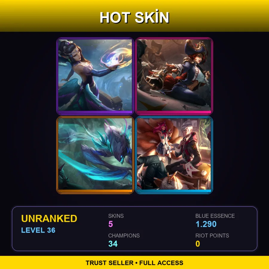 EUNE | Lv36 | Unranked | 5 Skin | 34 Champ