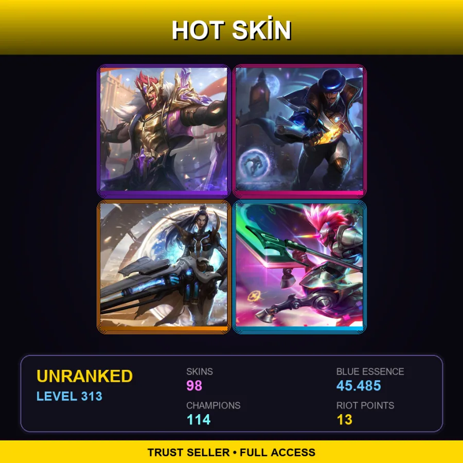 BR | Lv313 | Unranked | 98 Skin | 114 Champ — LoL account