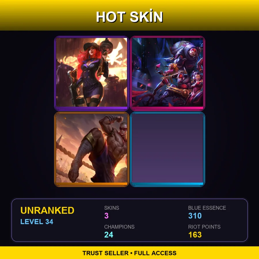 EUW | Lv34 | Unranked | 3 Skin | 24 Champ