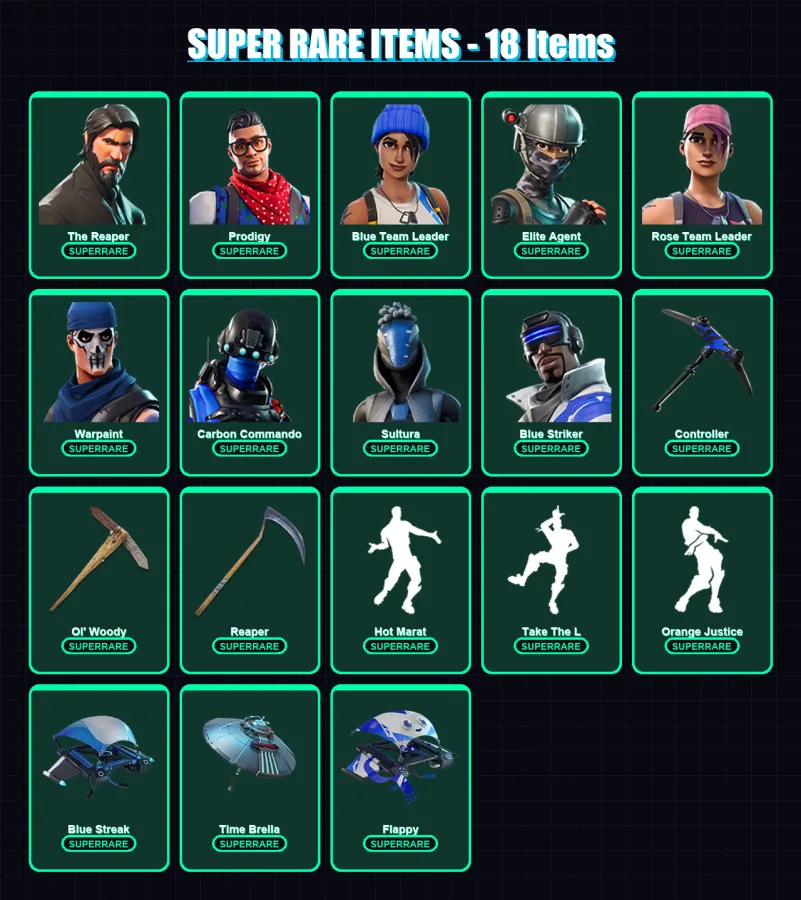 [PC/XBOX/PSN] | The Reaper | Prodigy | Blue Team Leader | Elite Agent | Rose Team Leader | 124 skin | 98 pickaxe | 101 emote | 92 glider | Lv1212 — Fortnite account
