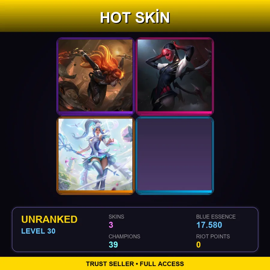 SG | High Noon Katarina | Masque of the Black Rose Elise | Crystal Rose Janna | 3 Skin | 39 Champ | Lv30