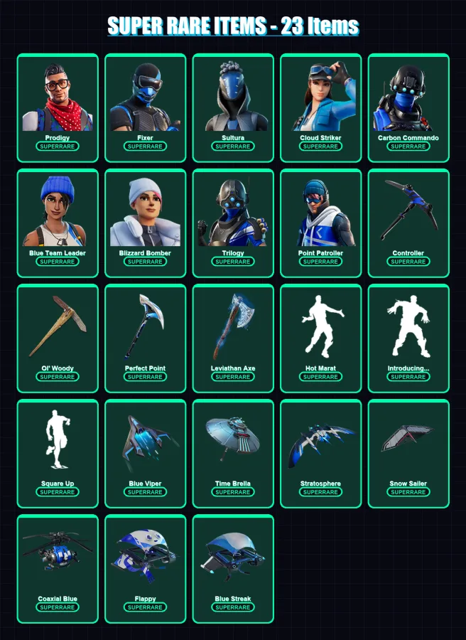 [PS4/PS5/XBOX/PC] | Prodigy | Fixer | Sultura | Cloud Striker | Carbon Commando | 213 skin | 241 pickaxe | 203 emote | 163 glider | Lv2492