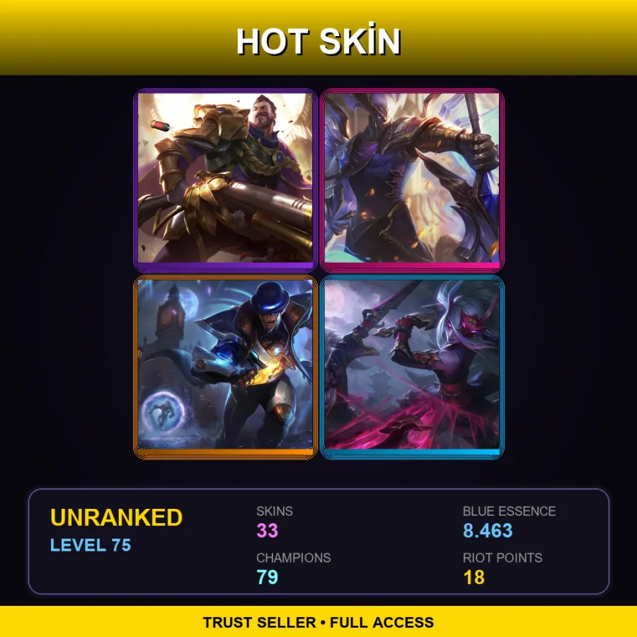 TR | Lv75 | Unranked | 33 Skin | 79 Champ