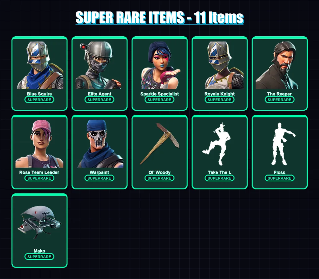 [PC/XBOX/PSN] | Blue Squire | Elite Agent | Sparkle Specialist | Royale Knight | The Reaper | 11 skin | 13 pickaxe | 15 emote | 19 glider | Lv264 — Fortnite account