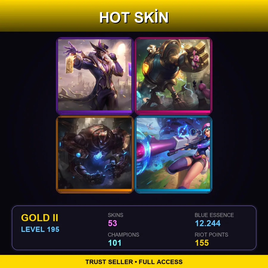 LAS | Lv195 | Gold II | 53 Skin | 101 Champ