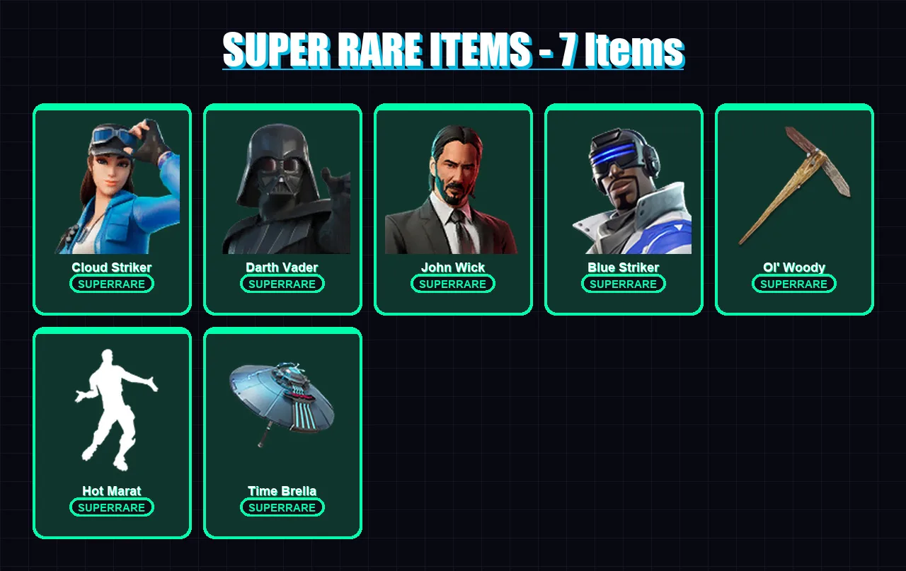 [PC/XBOX] | Cloud Striker | Darth Vader | John Wick | Blue Striker | Paradigm (Reality-659) | 172 skin | 202 pickaxe | 189 emote | 186 glider | Lv28