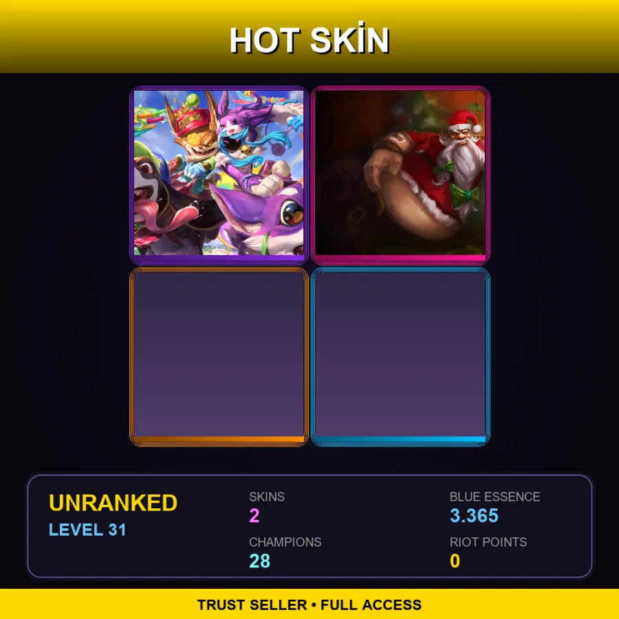 TR | Lv31 | Unranked | 2 Skin | 28 Champ — Unranked / Smurf League of Legends