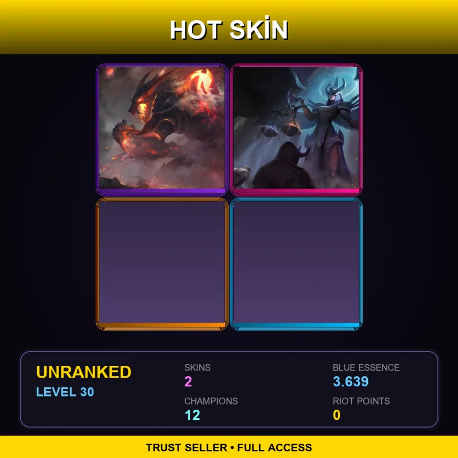 EUW | Lv30 | Unranked | 2 Skin | 12 Champ — LoL account