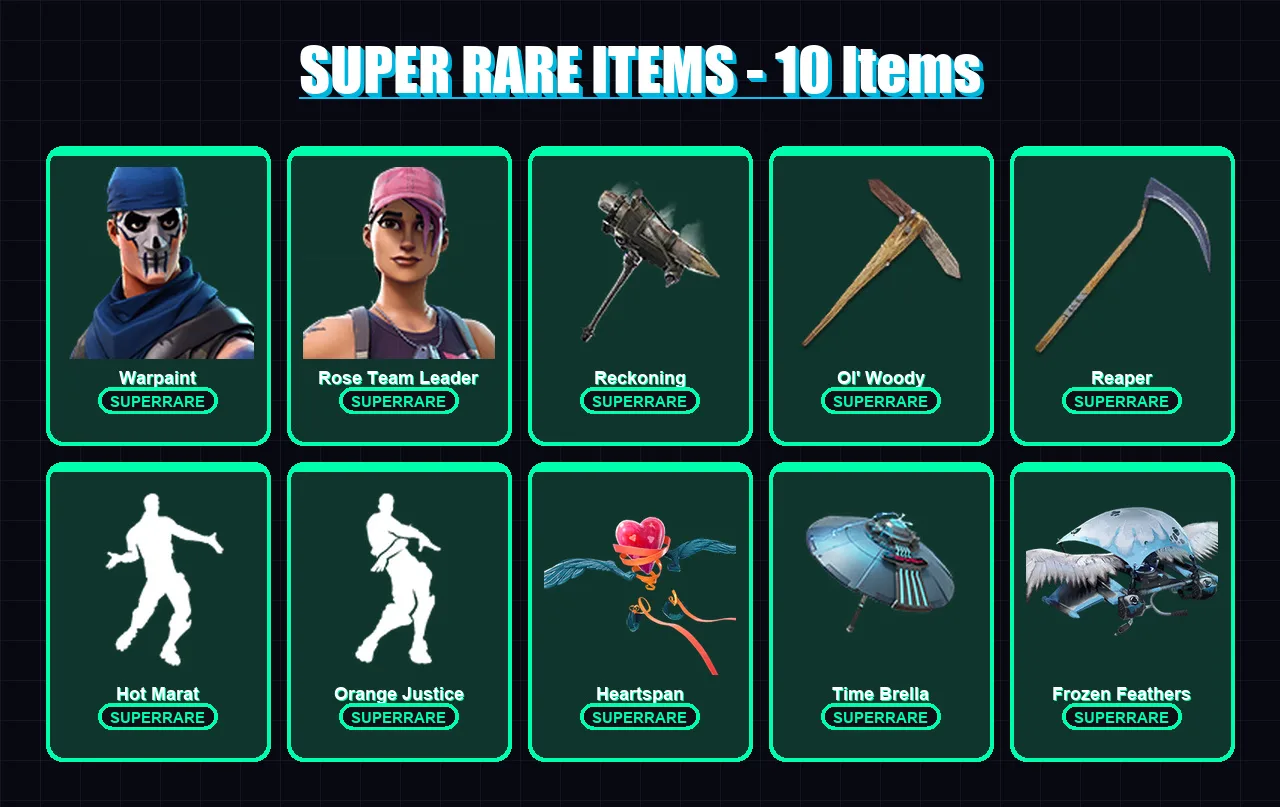 [PS4/PS5/XBOX/PC] | Warpaint | Rose Team Leader | Dire | Ragnarok | Drift | 78 skin | 62 pickaxe | 85 emote | 68 glider | Lv808