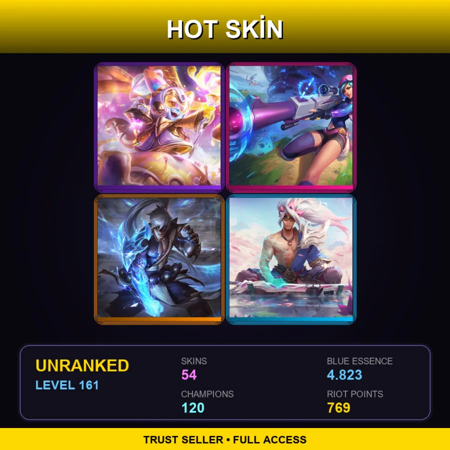 LAN | Lv161 | Unranked | 54 Skin | 120 Champ — LoL account