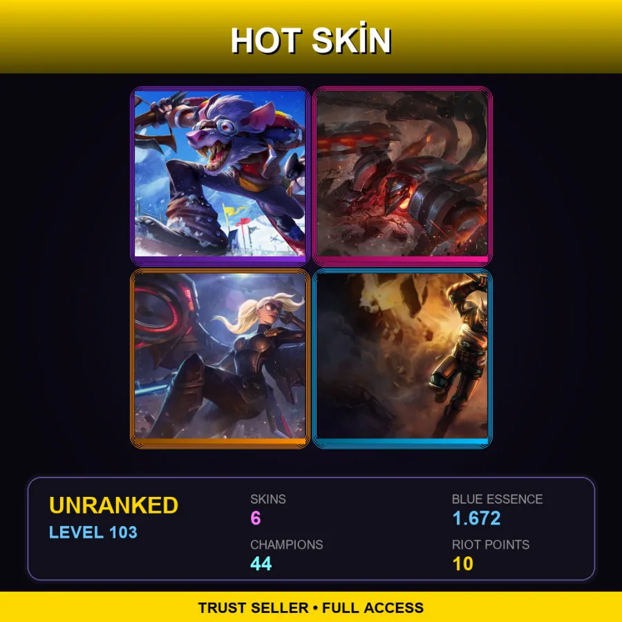 LAS | Lv103 | Unranked | 6 Skin | 44 Champ — LoL account