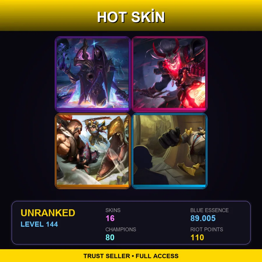 EUNE | Lv144 | Unranked | 16 Skin | 80 Champ