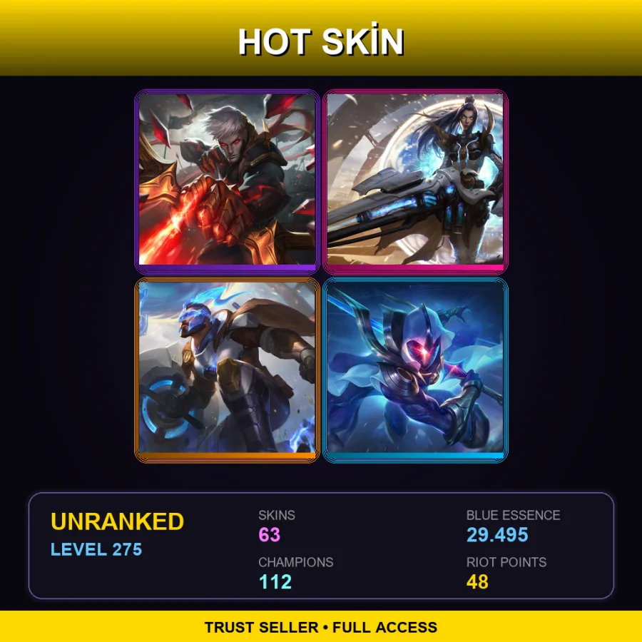 EUW | Lv275 | Unranked | 63 Skin | 112 Champ