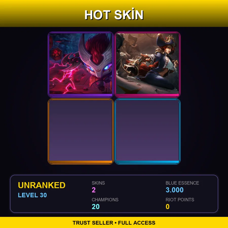 LAS | Lv30 | Unranked | 2 Skin | 20 Champ — LoL account