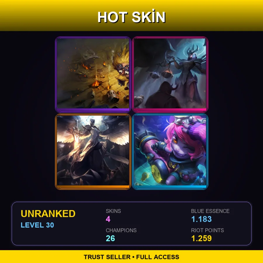 EUNE | Blast Zone Heimerdinger | Judgment Kayle | Silver Kayle | Riot Girl Tristana | 4 Skin | 26 Champ | Lv30