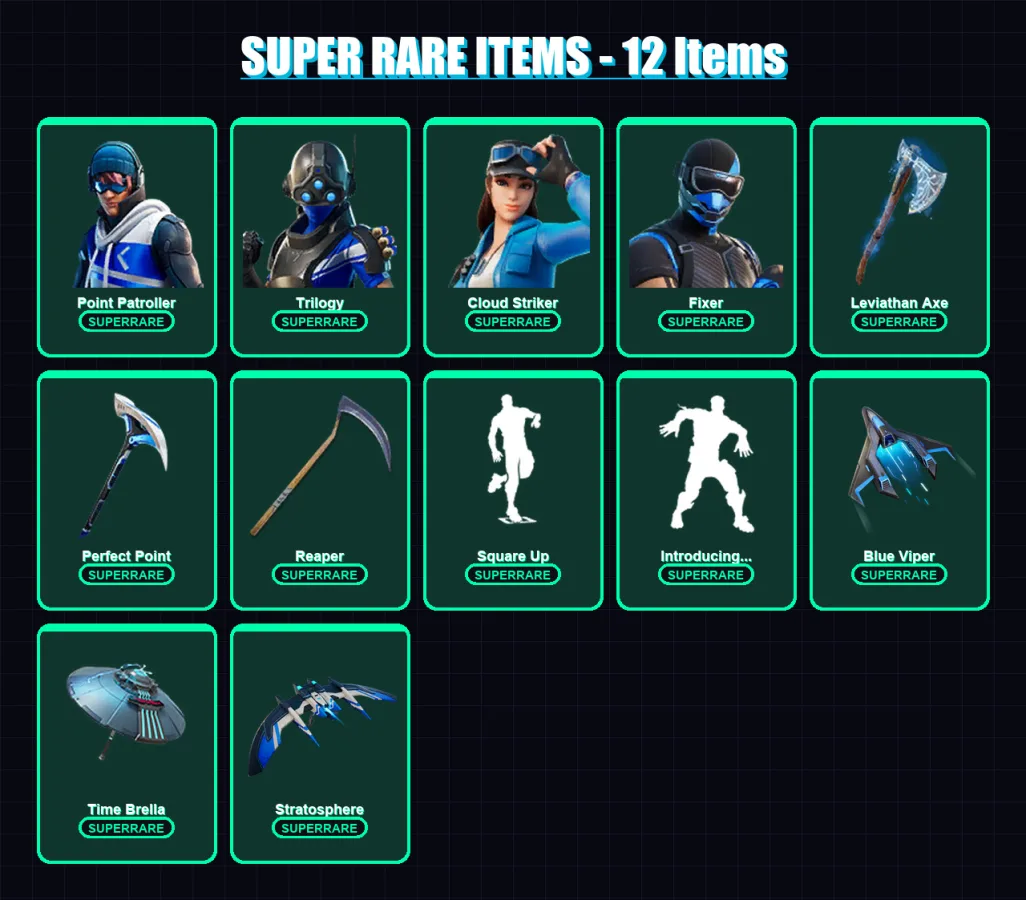 [PC/XBOX] | Point Patroller | Trilogy | Cloud Striker | Fixer | Spectra Knight | 93 skin | 91 pickaxe | 58 emote | 74 glider | Lv909