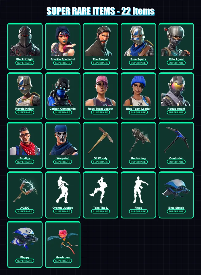 [PS4/PS5/XBOX/PC] | Black Knight | Sparkle Specialist | The Reaper | Blue Squire | Elite Agent | 55 skin | 57 pickaxe | 71 emote | 54 glider | Lv536