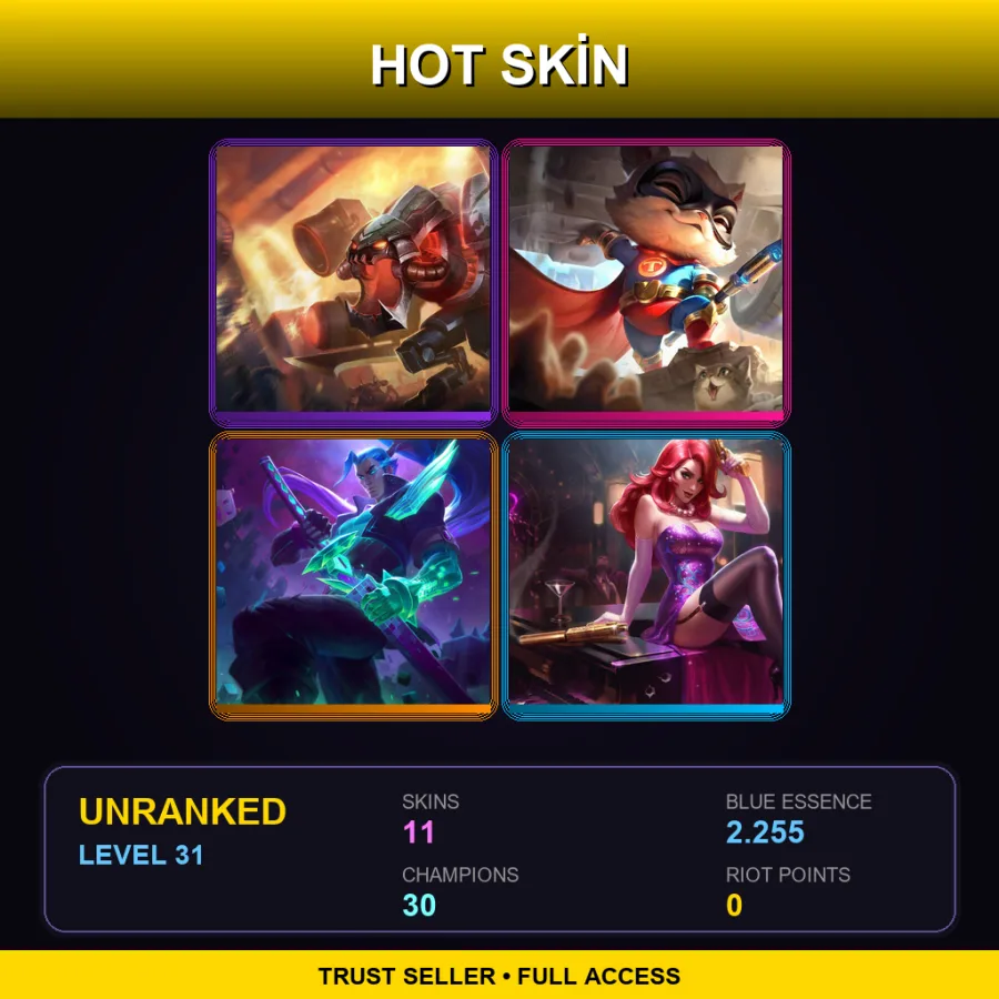 SG | Lv31 | Unranked | 11 Skin | 30 Champ — Super Teemo
