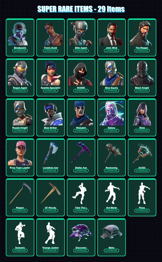 [PC/XBOX] | Breakpoint | Travis Scott | Elite Agent | John Wick | The Reaper | 147 skin | 132 pickaxe | 116 emote | 115 glider | Lv1672