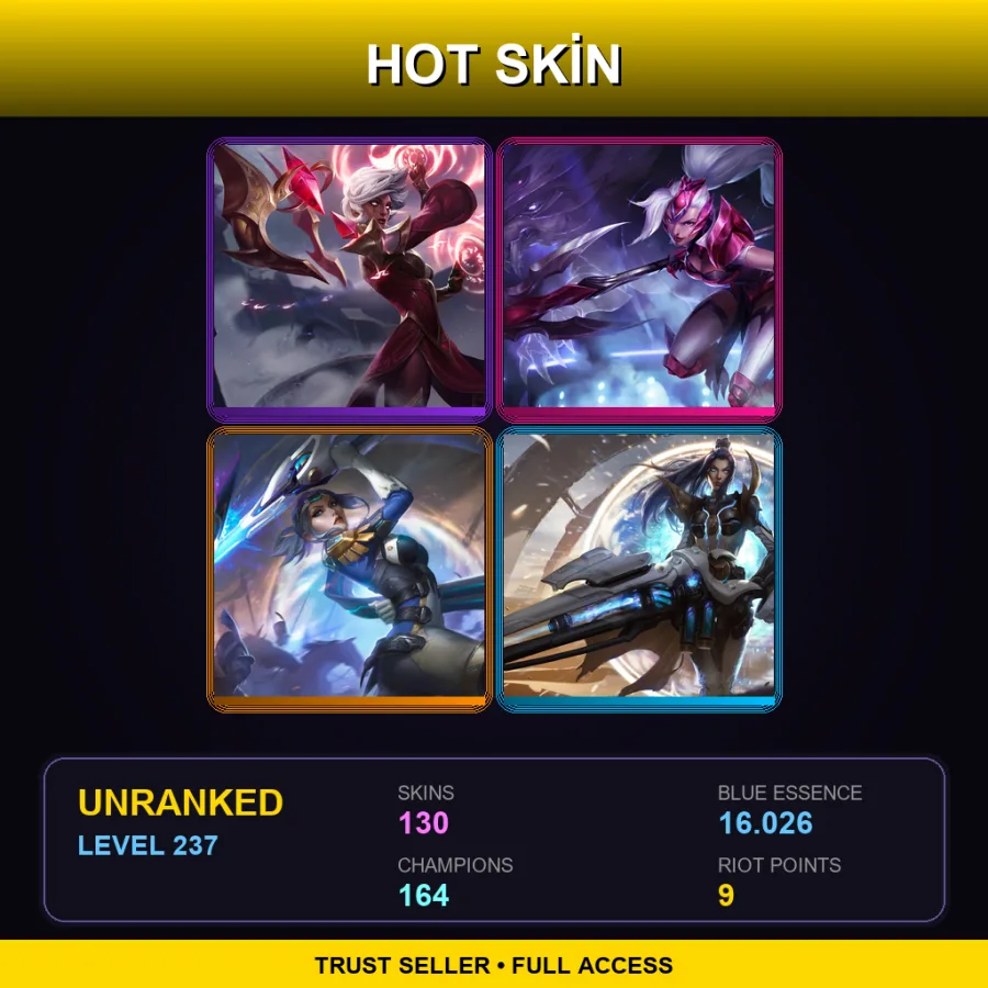 VN | Lv237 | Unranked | 130 Skin | 164 Champ