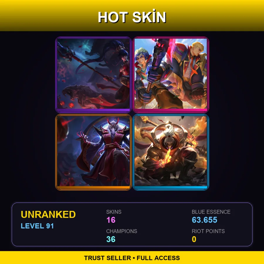 EUW | Lv91 | Unranked | 16 Skin | 36 Champ — Winged Hussar Xin Zhao