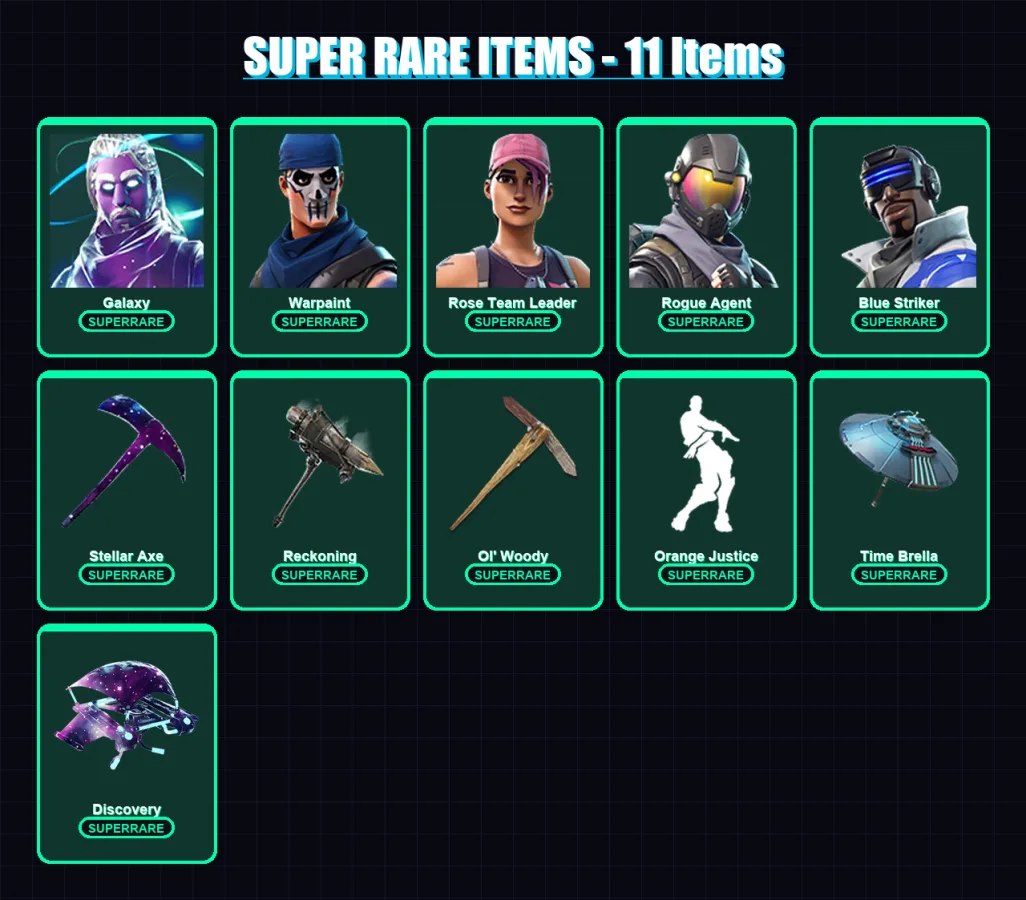 [PC/XBOX/PSN] | Galaxy | Warpaint | Rose Team Leader | Rogue Agent | Blue Striker | 47 skin | 35 pickaxe | 41 emote | 33 glider | Lv390 — Fortnite account