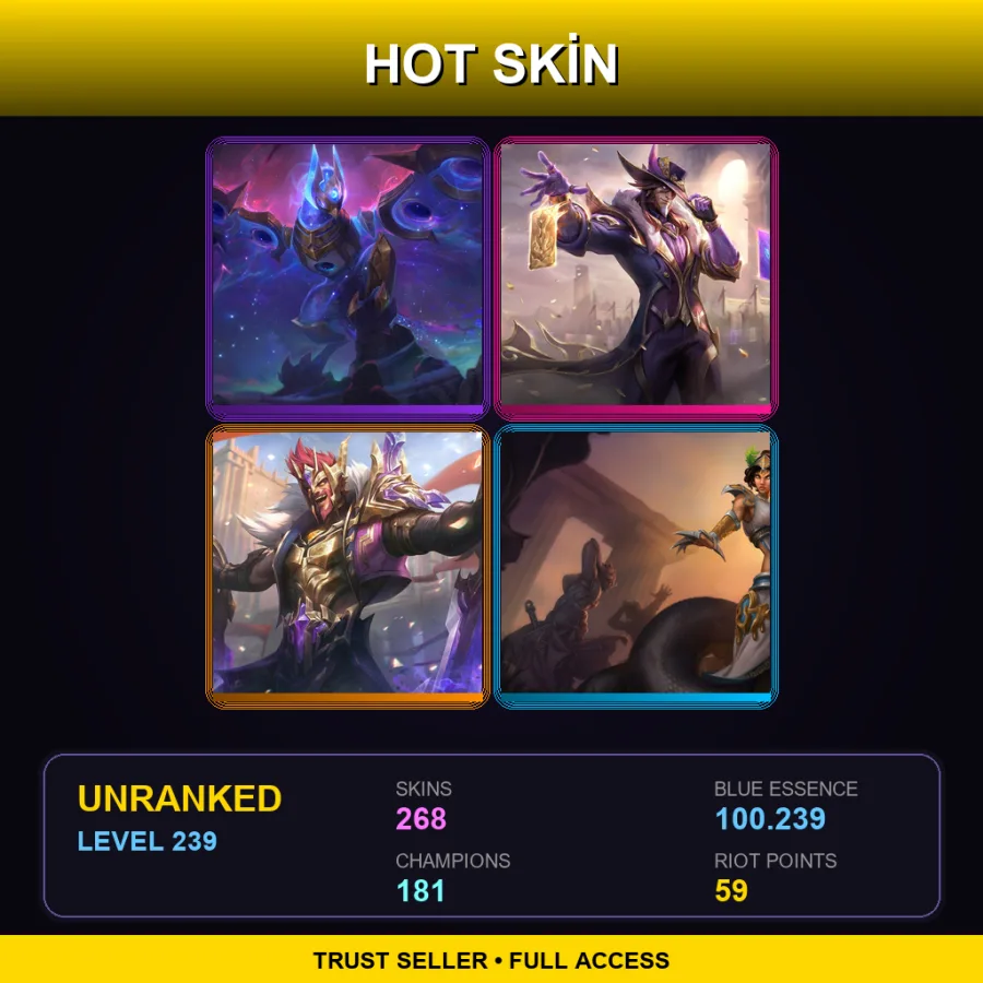 EUNE | Lv239 | Unranked | 268 Skin | 181 Champ