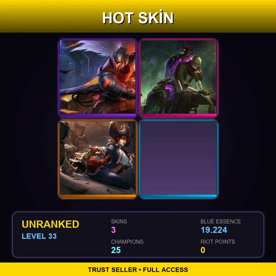 EUW | Lv33 | Unranked | 3 Skin | 25 Champ
