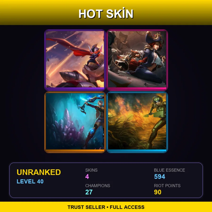 LAN | Lv40 | Unranked | 4 Skin | 27 Champ — Amethyst Ashe