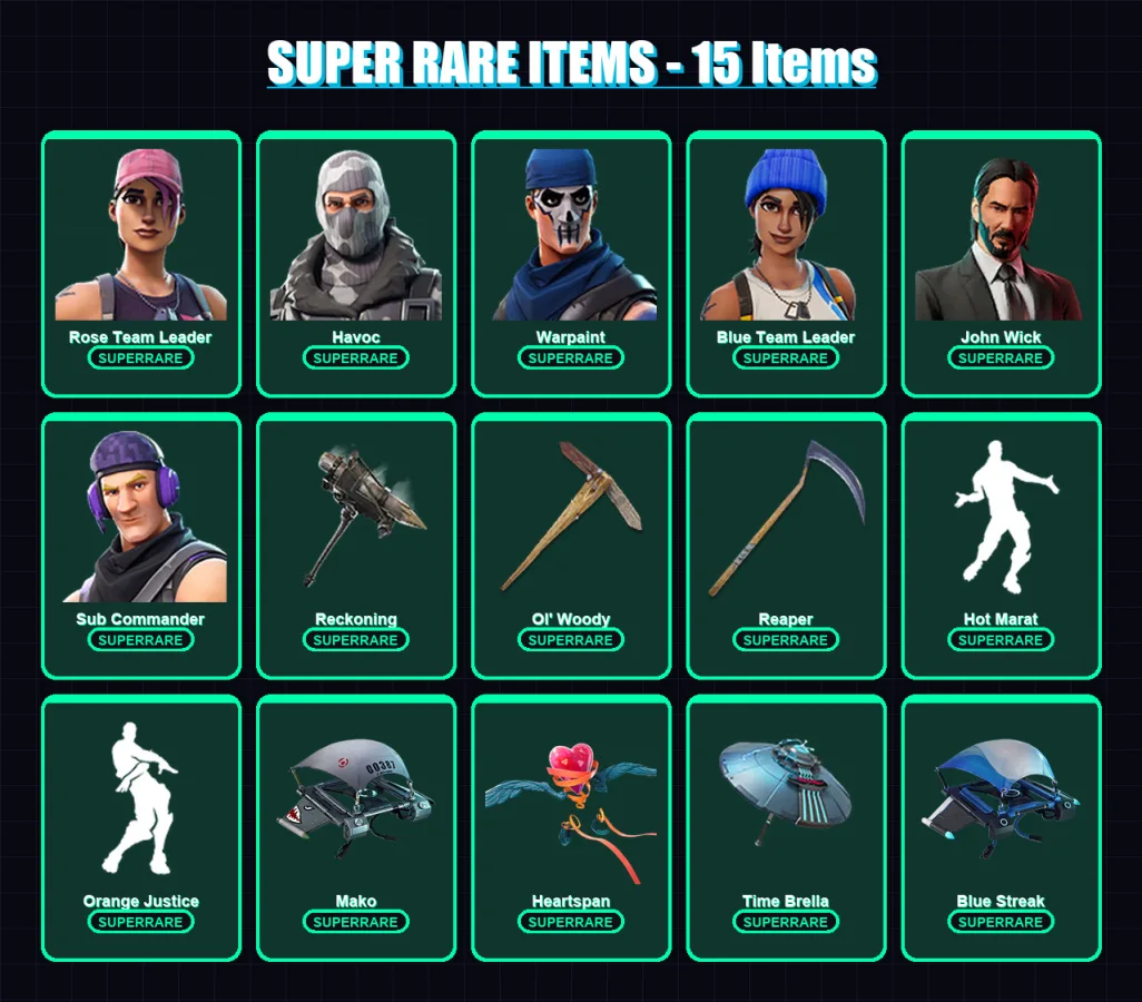 [PC/XBOX] | Rose Team Leader | Havoc | Warpaint | Blue Team Leader | John Wick | 196 skin | 204 pickaxe | 162 emote | 200 glider | Lv2379