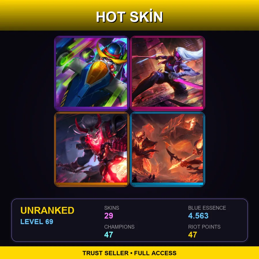 LAS | Lv69 | Unranked | 29 Skin | 47 Champ — LoL account
