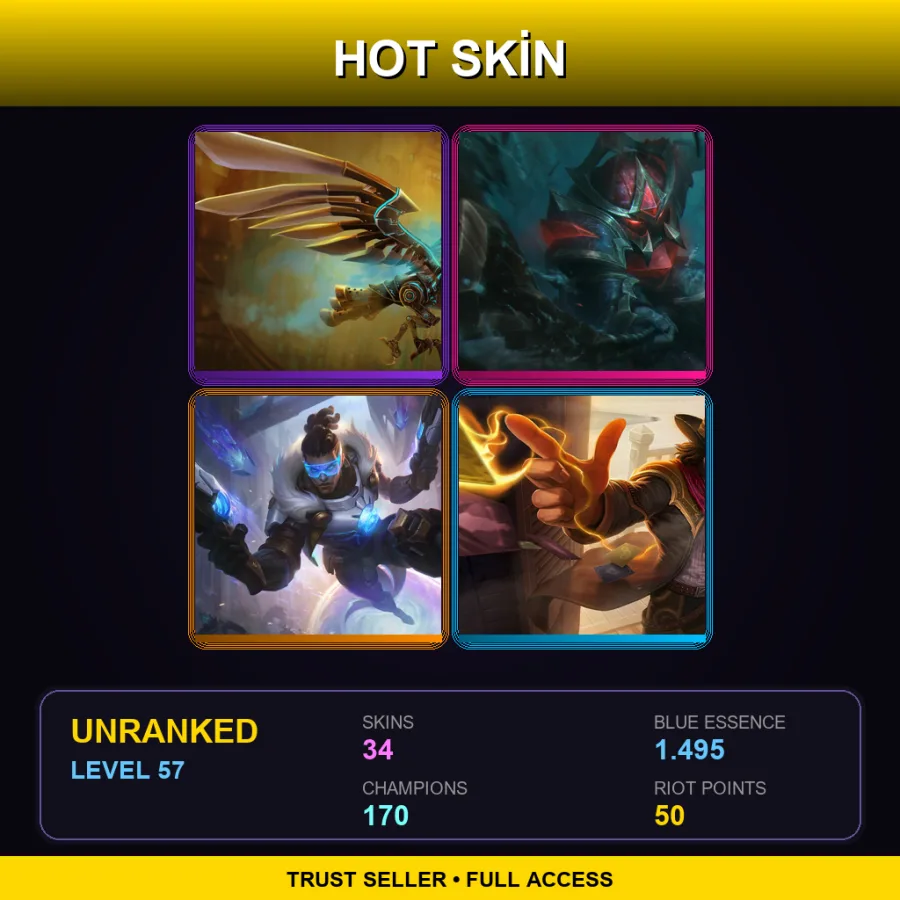 SG | Lv57 | Unranked | 34 Skin | 170 Champ