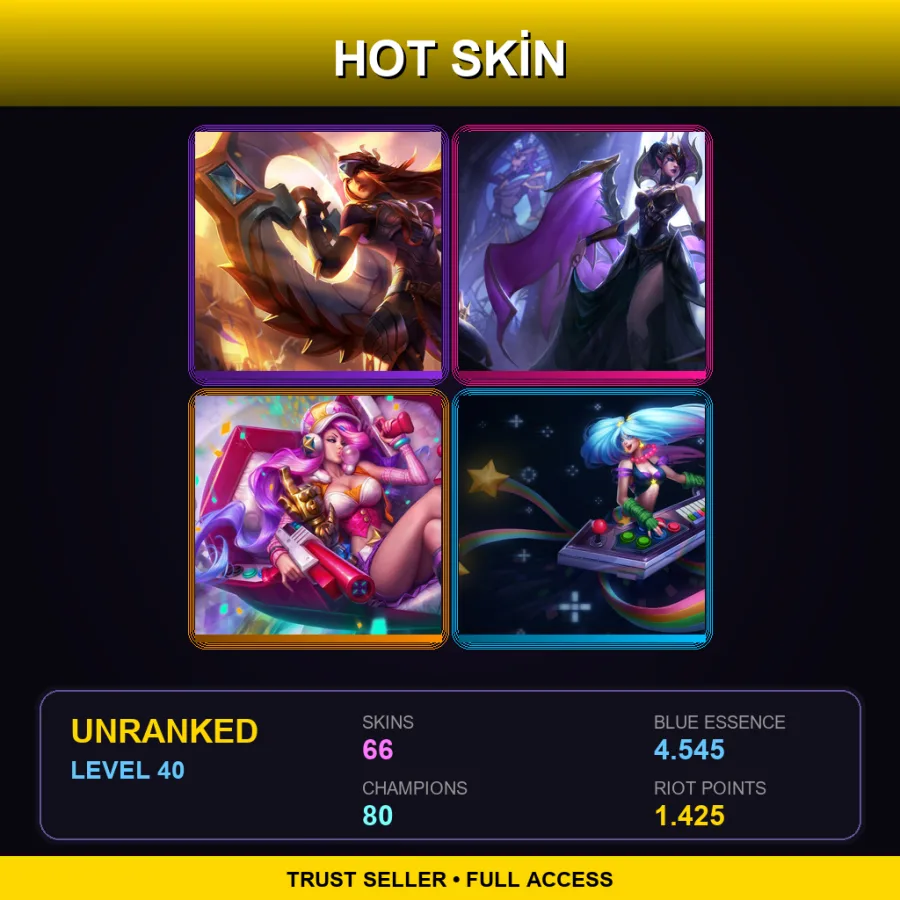 EUW | Lv40 | Unranked | 66 Skin | 80 Champ — LoL account