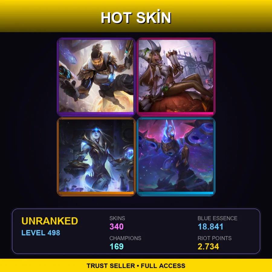 NA | Lv498 | Unranked | 340 Skin | 169 Champ