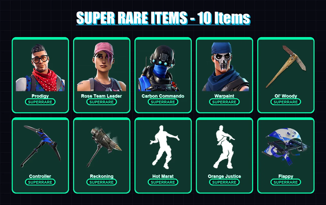 [PS4/PS5/XBOX/PC] | Prodigy | Rose Team Leader | Carbon Commando | Warpaint | Valor | 73 skin | 43 pickaxe | 60 emote | 48 glider | Lv606